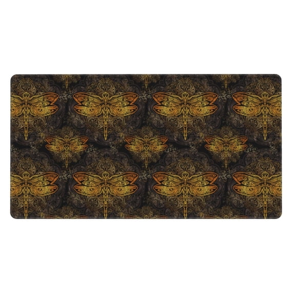 Rateoe Gold Dragonfly Mandala Print Mouse Pad - Extended Large Gaming Mousepad,Non-Slip Stitched Edge,16x29.5 Inch