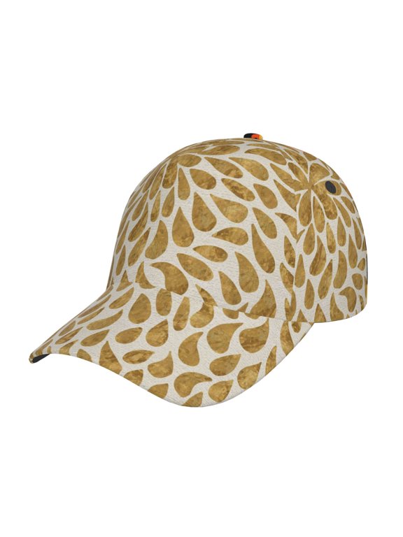 Gold Drops Pattern Baseball Cap Outdoor Cap Mountain Dad Hat - Unstructured Soft Cotton Cap-Adjustable UV Protection Cap