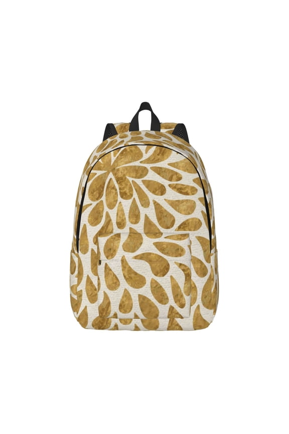 Gold Drops Pattern Canvas College Laptop Backpack,Travel Daypack,Durable Rucksack Travel Notebook Bag School Backpack Book Bag for Men Women-Medium