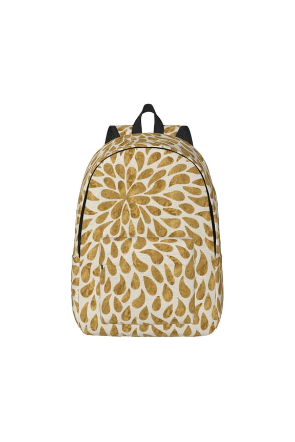 Gold Drops Pattern Canvas College Laptop Backpack,Travel Daypack,Durable Rucksack Travel Notebook Bag School Backpack Book Bag for Men Women-Medium