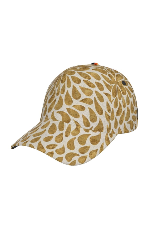 Gold Drops Pattern Mens Baseball Cap Adjustable Curved Brim Hat, Soft Cotton Sports Cap for Outdoor, Casual, and Everyday Wear, Comfortable & Breathable