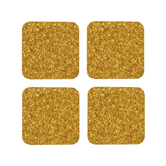Rateoe Gold Glitter Drawing Drink Coasters Set of 4 Leather Coasters Spill Protection for Table Desk,Durable and Non Slip Leather Coaster ,4 Inches Drink Mats-Square