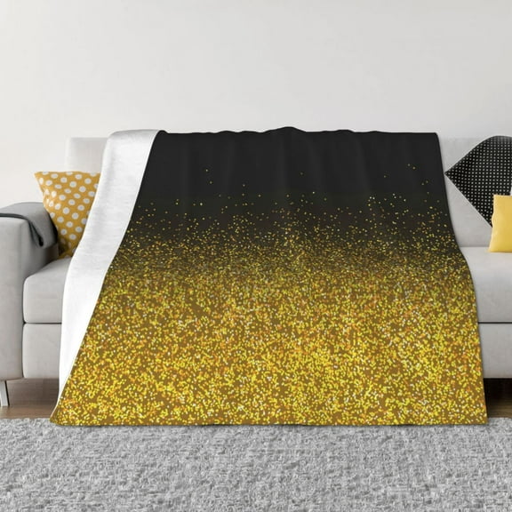 Rateoe Gold Glitter Gradient Pattern Flannel Throw Blanket, Ultra-soft Blanket for Bed, Couch, Car, Hypoallergenic Anti-pilling blanket-60"x50"(Horizontal)