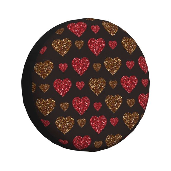 Rateoe Gold Glitter Heart Pattern Tire Cover Wheel Protectors Weatherproof Wheel Covers Universal Fit for Trailer Rv SUV Truck Camper Travel Trailers Accessories-