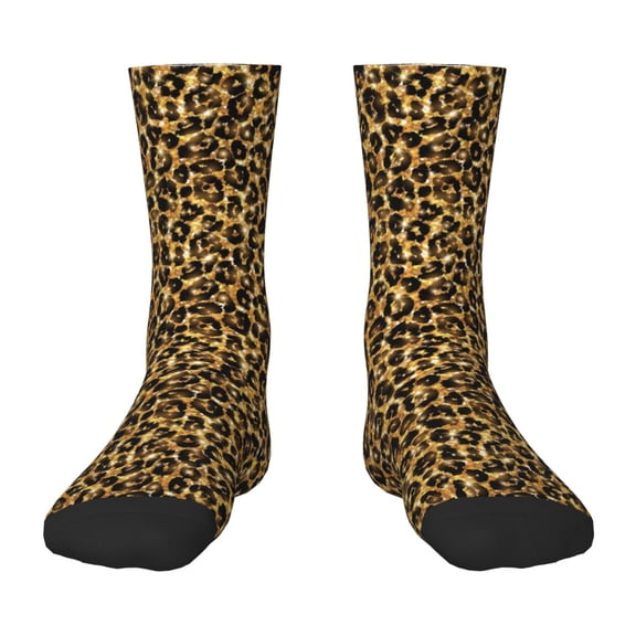 Rateoe Gold Glitter Leopard Pattern Children's Socks, Socks Gifts ,kids Crew Soft Cotton Socks , Moisture-Wicking, Durable, Ideal for Daily Wear & Sports
