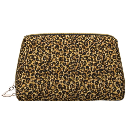 Rateoe Gold Glitter Leopard for Travel Makeup Bag,Large Capacity Cosmetic Bags for Women,Waterproof Portable Pouch Open Flat Toiletry Bag Make up Organizer