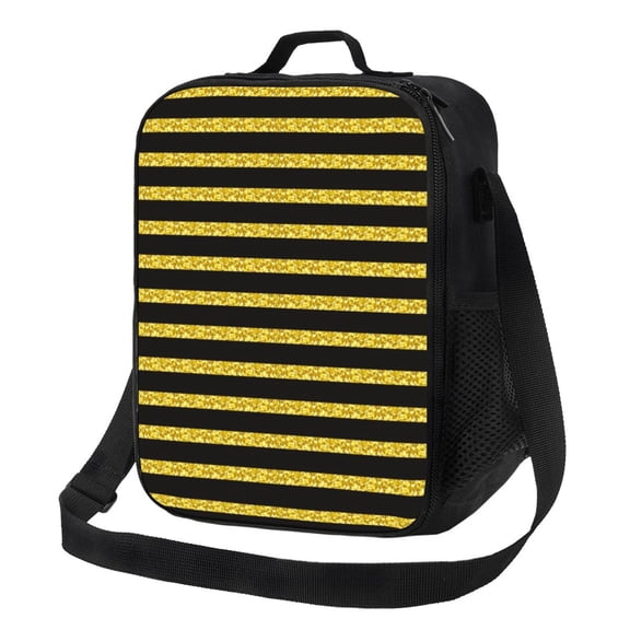 Rateoe Gold Glitter Lunch Bag Reusable Lunch Box with Shoulder Straps for Men Women Insulated Portable Lunchbox for adults Suitable for School Work Picnic