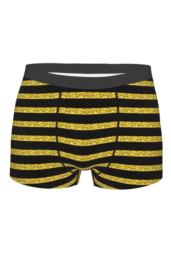 Gold Glitter Mens Boxer Briefs Poly Spandex Performance Boxer Briefs Underwear Hem Boxer Briefs - Large