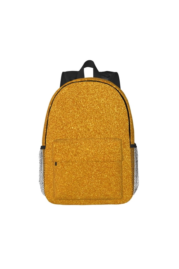 Gold Glitter Pattern Student Backpack Water-resistant Backpack 15-inch Laptop Backpack Lightweight Adjustable School Backpack
