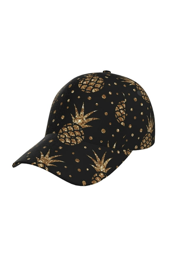 Gold Glitter Pineapples Pattern Baseball Cap Outdoor Cap Mountain Dad Hat - Unstructured Soft Cotton Cap-Adjustable UV Protection Cap