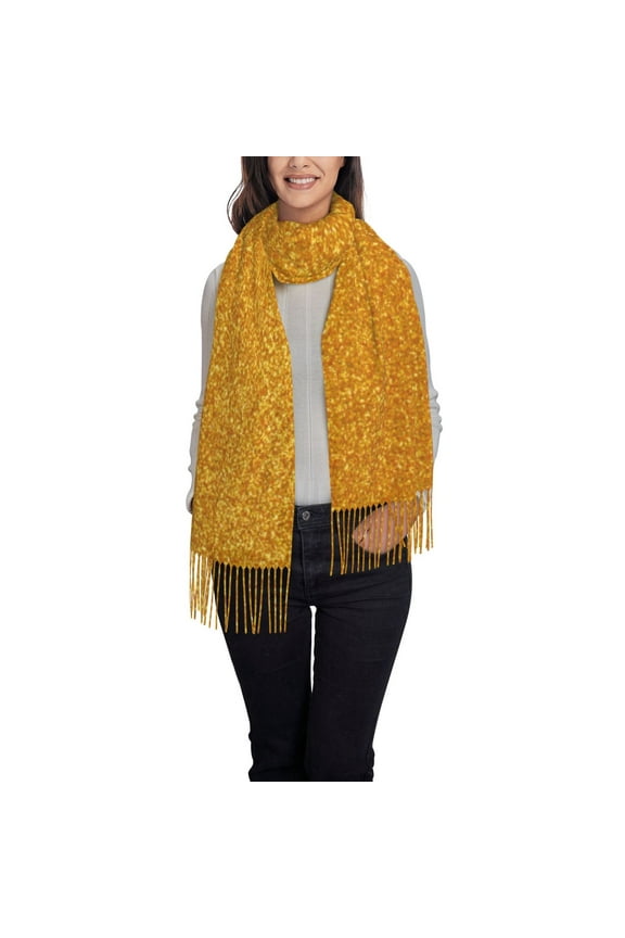 Gold Glitter Women's Traditional Scarf Wrap Tassel Shawl Fringes Neck Head Shawl Retro Scarf