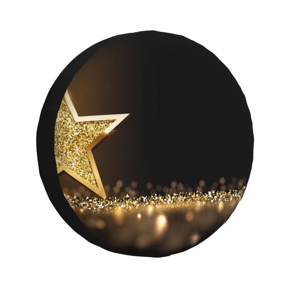 Rateoe Gold Glittering Stars Pattern Tire Cover Wheel Protectors Weatherproof Wheel Covers Universal Fit for Trailer Rv SUV Truck Camper Travel Trailers Accessories-16 inch
