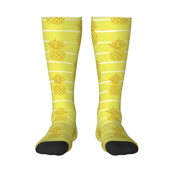 Rateoe Gold Pineapple Pattern Women’s Knee High Crew Socks,Trouser Socks Comfortable, Breathable, Moisture-Wicking and Soft