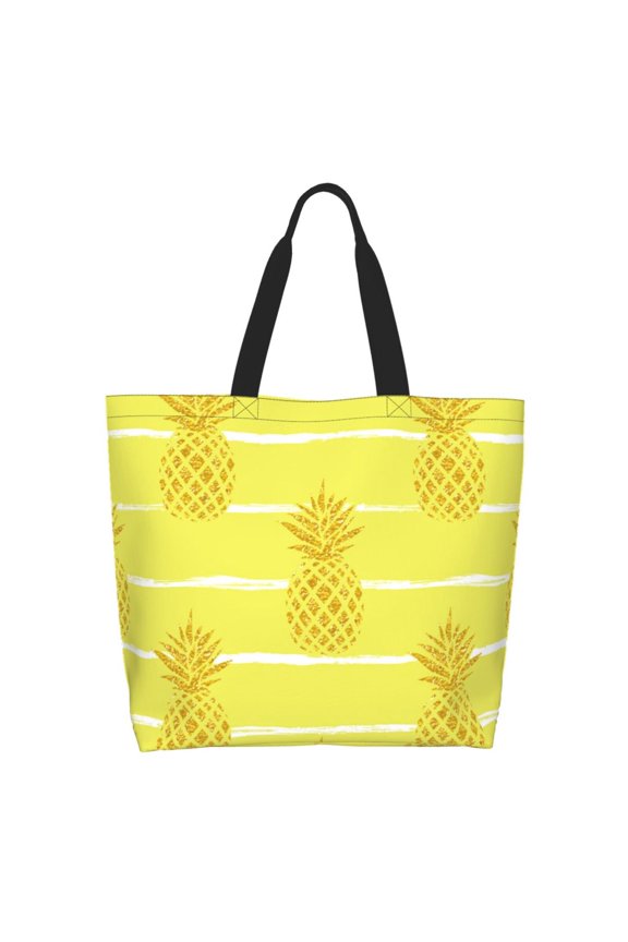 Gold Pineapple Tote Bag - Waterproof Lightweight Handbags Travel Shoulder Bag for Hiking Yoga Gym Swimming Travel Beach