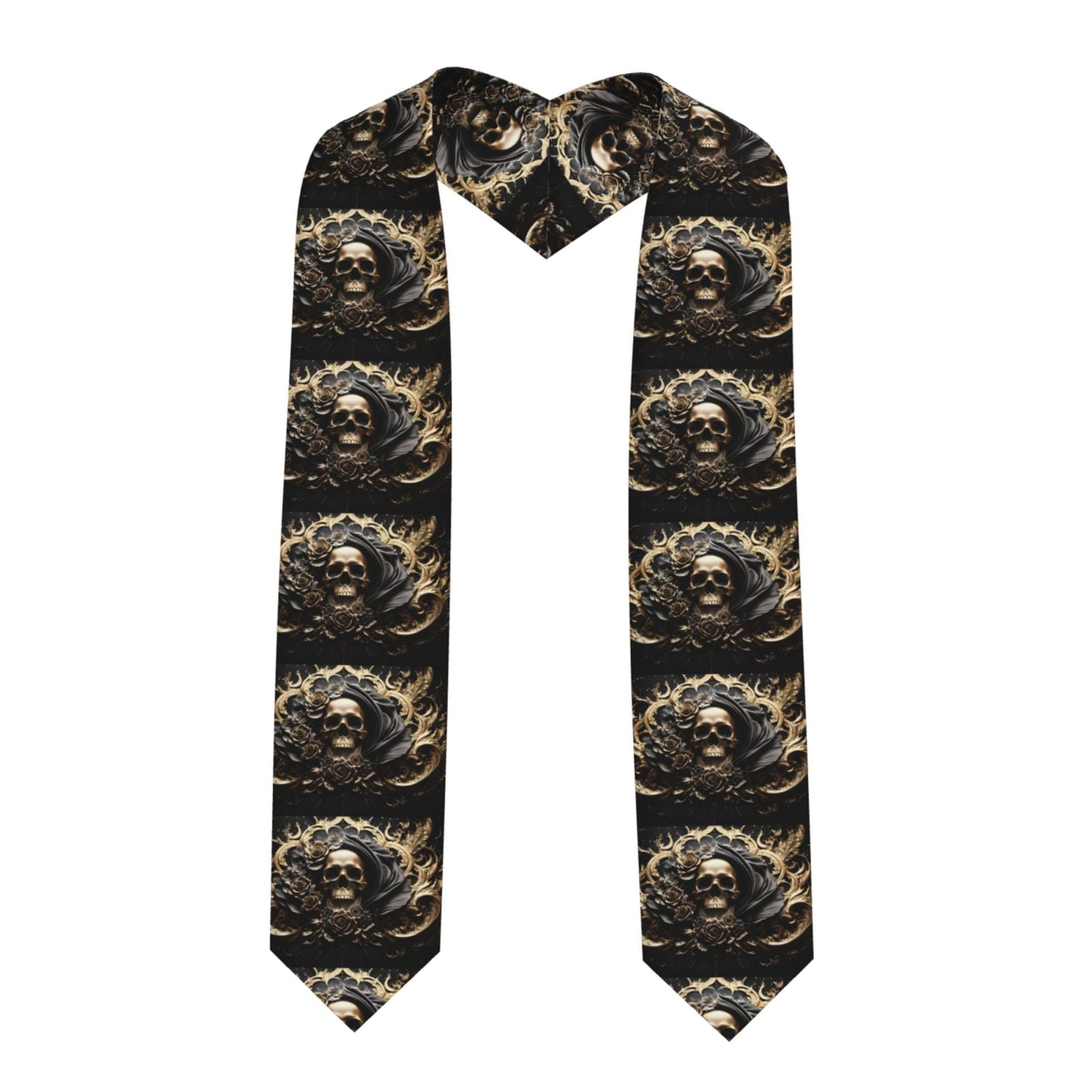Rateoe Gold Rose Skull Pattern Graduation Shawl Stole – Elegant Stole ...