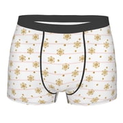 Rateoe Gold Snowflake Stripes Mens Boxer Briefs Poly Spandex Performance Boxer Briefs Underwear Hem Boxer Briefs - Medium