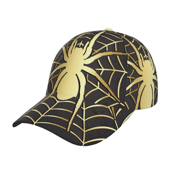 Rateoe Gold Spider On The Web Pattern Baseball Cap Outdoor Cap Mountain Dad Hat - Unstructured Soft Cotton Cap-Adjustable UV Protection Cap