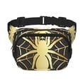 thumbnail image 1 of Rateoe Gold Spider On The Web Print Fanny Pack Belt Bag for Women and Men, Square Double-Layer Waterproof Waist Pack with Adjustable Strap for Hiking, Jogging, Cycling, 1 of 9