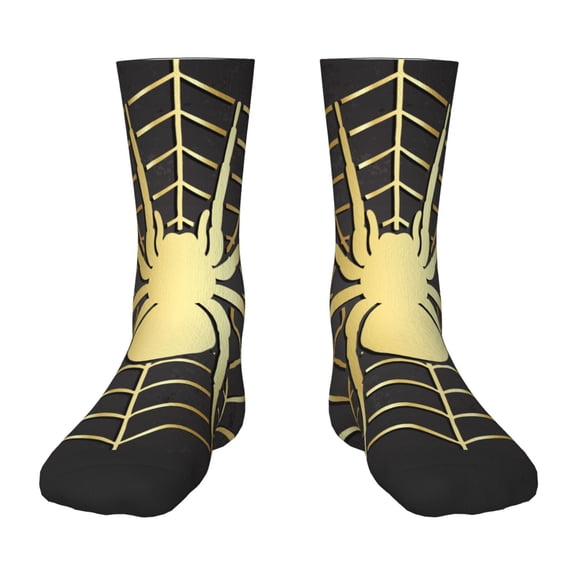 Rateoe Gold Spider On The Web Pattern Children's Socks, Socks Gifts ,kids Crew Soft Cotton Socks , Moisture-Wicking, Durable, Ideal for Daily Wear & Sports