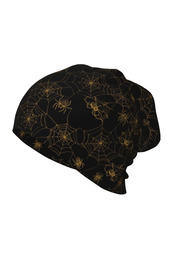 Gold Spiders And Cobwebs Kids Beanie Warm Knit Beanie Hats Boys Girls Winter Hat Soft Slouchy Hats for Kids