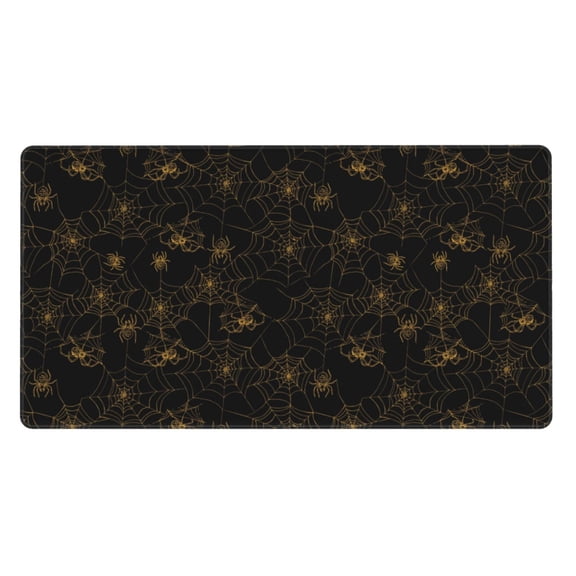 Rateoe Gold Spiders And Cobwebs Print Mouse Pad - Extended Large Gaming Mousepad,Non-Slip Stitched Edge,16x29.5 Inch
