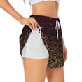 thumbnail image 1 of Rateoe Gold sparklin Printed 2 in 1 Women's Workout Shorts for Athletic Gym Running Shorts with Phone Pockets-XX-Large, 1 of 7