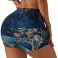 thumbnail image 1 of Rateoe Golden Blue Mountains Printed Power Workout Shorts for Women Tummy Control Squat Proof Ribbed Thick Seamless Scrunch Active Short-Small, 1 of 8
