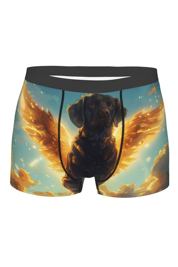 Golden Cloud Winged Dog Mens Boxer Briefs Poly Spandex Performance Boxer Briefs Underwear Hem Boxer Briefs - Large