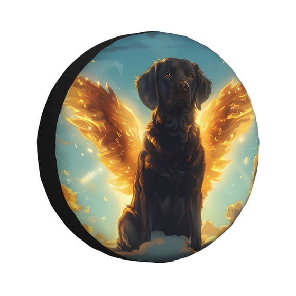 Rateoe Golden Cloud Winged Dog Pattern Tire Cover Wheel Protectors Weatherproof Wheel Covers Universal Fit for Trailer Rv SUV Truck Camper Travel Trailers Accessories-15 inch