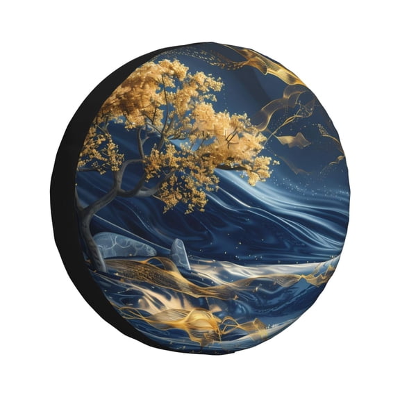 Rateoe Golden Fantasy Landscape Pattern Tire Cover Wheel Protectors Weatherproof Wheel Covers Universal Fit for Trailer Rv SUV Truck Camper Travel Trailers Accessories-14 inch