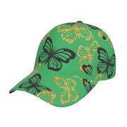 Rateoe Golden Glitter Butterflies Pattern Baseball Cap Outdoor Cap Mountain Dad Hat - Unstructured Soft Cotton Cap-Adjustable UV Protection Cap