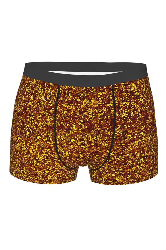Golden Glitter Mens Boxer Briefs Poly Spandex Performance Boxer Briefs Underwear Hem Boxer Briefs - Medium