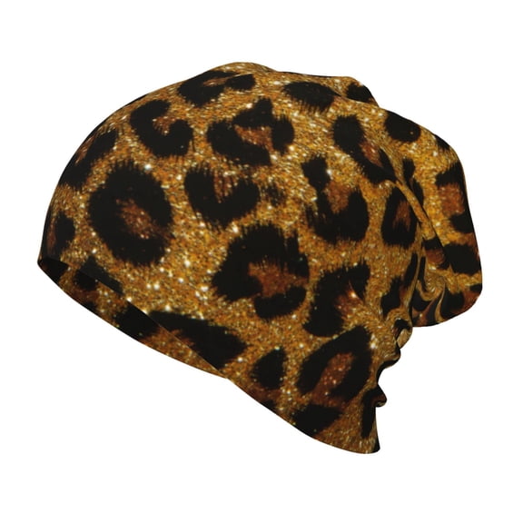 Rateoe Golden Leopard Glitter Kids Beanie Warm Knit Beanie Hats Boys Girls Winter Hat Soft Slouchy Hats for Kids
