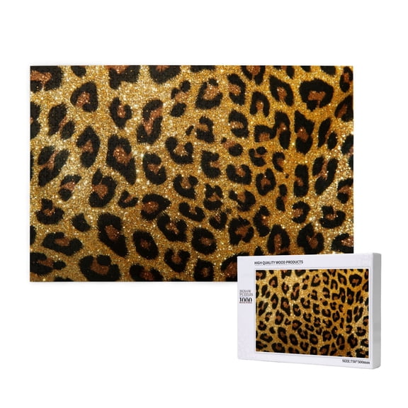 Rateoe Golden Leopard Glitter Pattern Wooden Picture Puzzle ,1000 Piece Jigsaw Puzzle ,Family Fun Puzzle, Home Dcor Puzzle, Gift Puzzle(Horizontal style)