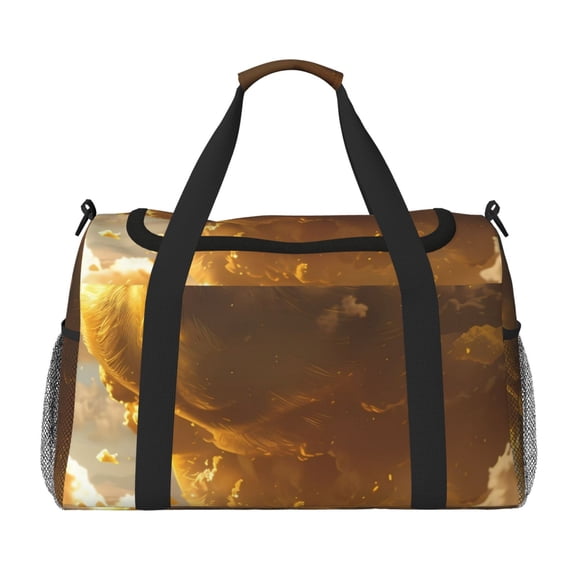 Rateoe Golden Pig Cloud Fantasy Pattern Gym Bag for Women, Duffle Bag for Travel with Wet Pocket, Carry on Weekender Bags for Women, Water Resistant Travel Bag Duffel Bag