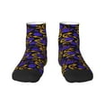 thumbnail image 1 of Rateoe Golden Snake And Purple Rose Pattern Quarter Crew Socks,Toe Seamed Ankle Socks,Cotton Cushioned Breathable Athletic Crew Sports Socks, 1 of 7