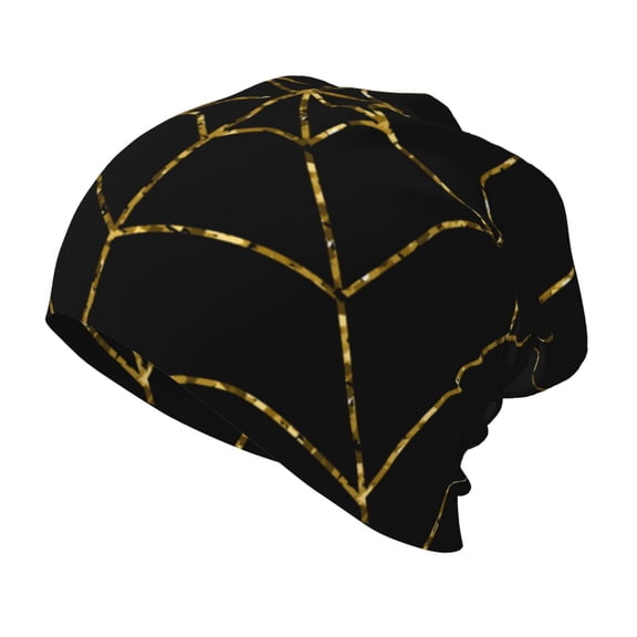 Rateoe Golden Spider Web Kids Beanie Warm Knit Beanie Hats Boys Girls Winter Hat Soft Slouchy Hats for Kids