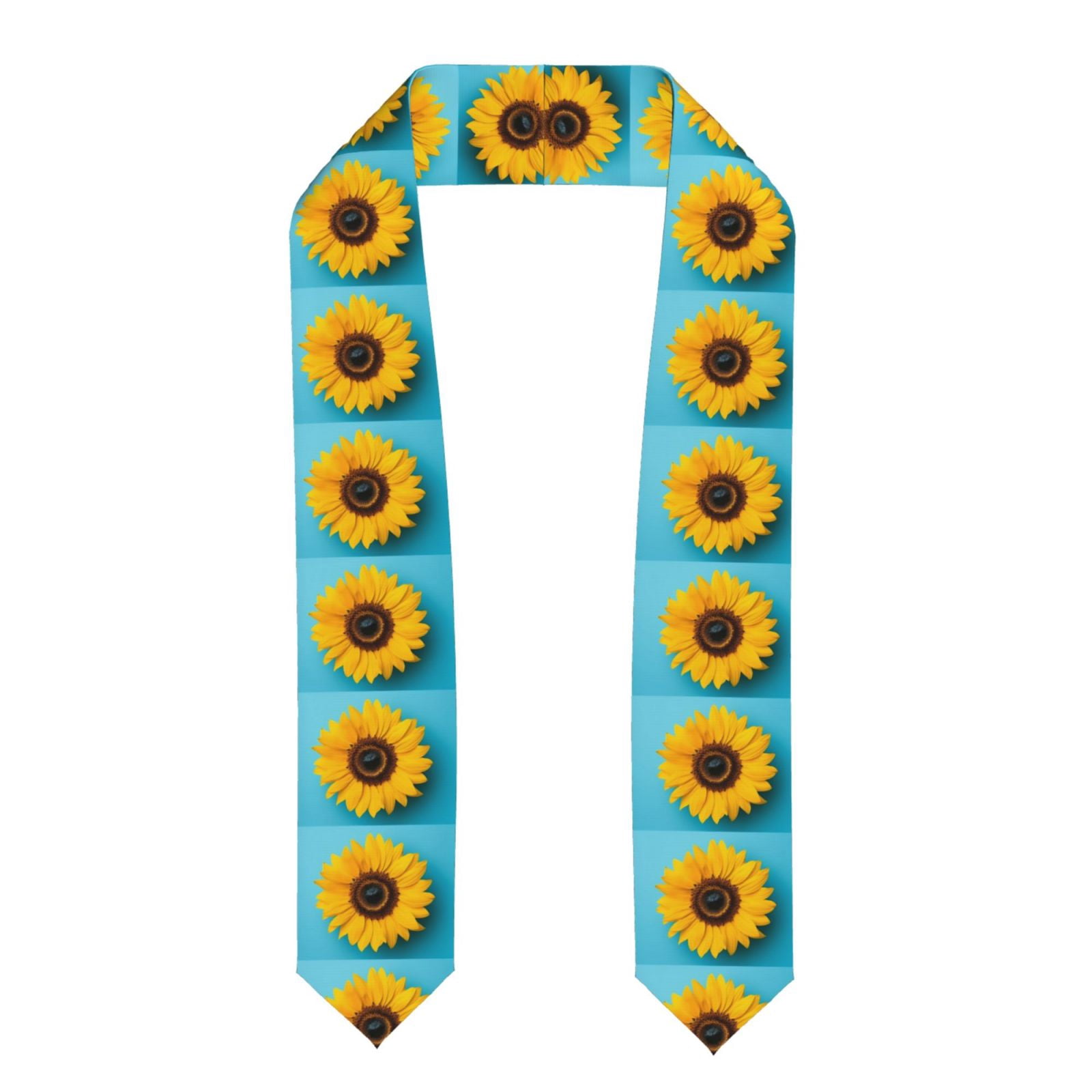 Rateoe Golden Sunflower in Blue Pattern Graduation Shawl Stole ...