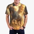 thumbnail image 1 of Rateoe Golden Winged White Horse Pattern Men's Short Sleeve Polo Shirts, Golf Polo Shirts Short Sleeve Performance Moisture Wicking Dry-XX-Large, 1 of 6
