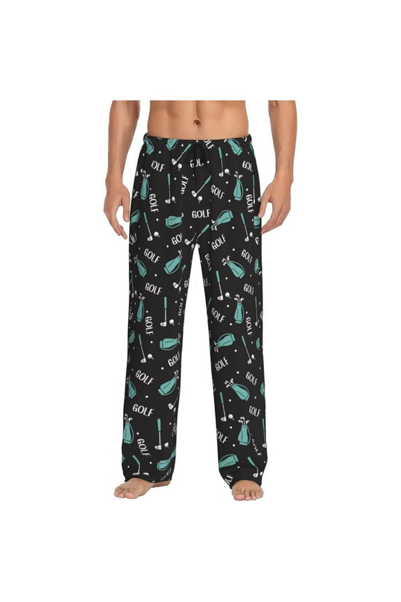 Golf Bags And Balls Pattern Men’s Ultra-Soft Comfy Pajama Lounge Pants Sleepwear,Comfortable Lounge Wear,lightweight Pajamas, Casual Home Wear-Large
