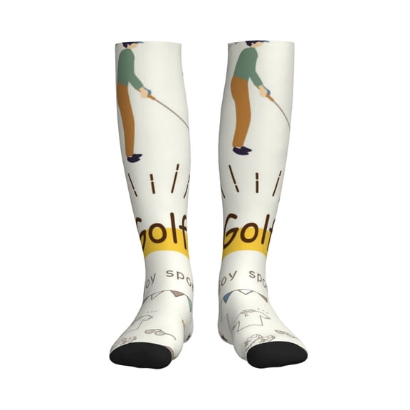 Rateoe Golf Icons And Golfer Compression Socks for Women and Men 20-30mmHg-Circulation Support Socks Knee High Nurse Pregnant Running Medical and Travel Athletic