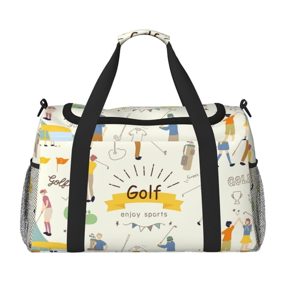 Rateoe Golf Icons And Golfer Pattern Gym Bag for Women, Duffle Bag for Travel with Wet Pocket, Carry on Weekender Bags for Women, Water Resistant Travel Bag Duffel Bag