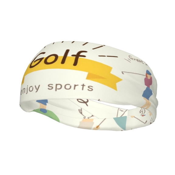 Rateoe Golf Icons And Golfer Pattern Sports Headbands ,Moisture Wicking Workout Headband, Sweatband Headbands for Running,Cycling,Yoga,Hairband for Women and Men