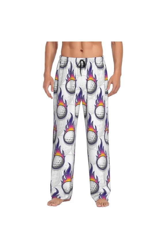Golf balls Pattern Men’s Ultra-Soft Comfy Pajama Lounge Pants Sleepwear,Comfortable Lounge Wear,lightweight Pajamas, Casual Home Wear-XX-Large