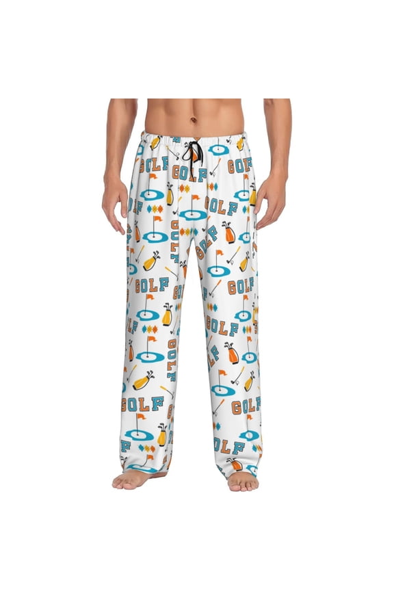 Golfing Clubhouse Pattern Men’s Ultra-Soft Comfy Pajama Lounge Pants Sleepwear,Comfortable Lounge Wear,lightweight Pajamas, Casual Home Wear-Medium