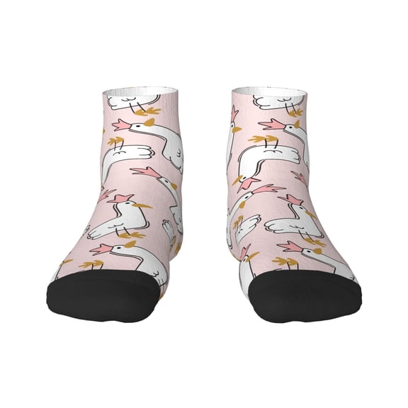 Rateoe Goose Queen Pattern Quarter Crew Socks,Toe Seamed Ankle Socks,Cotton Cushioned Breathable Athletic Crew Sports Socks