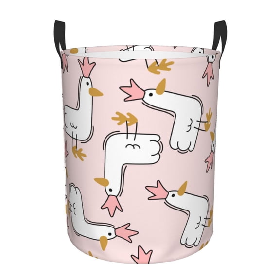 Rateoe Goose Queen Pattern Round Laundry Hamper Basket, Tall Hamper Basket for Blanket Storage, Nursery Clothes Hamper for Laundry in Bedroom and College Dorm-Medium