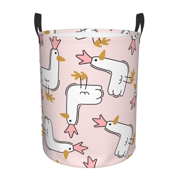 Rateoe Goose Queen Pattern Round Laundry Hamper Basket, Tall Hamper Basket for Blanket Storage, Nursery Clothes Hamper for Laundry in Bedroom and College Dorm-