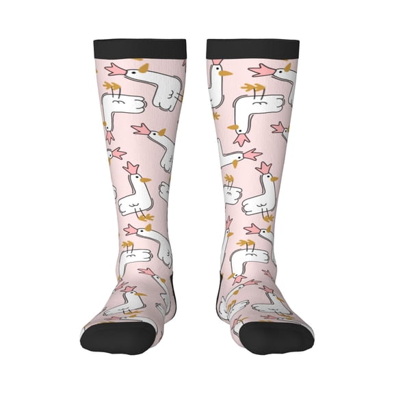 Rateoe Goose Queen Pattern Women’s Knee High Crew Socks,Trouser Socks Comfortable, Breathable, Moisture-Wicking and Soft