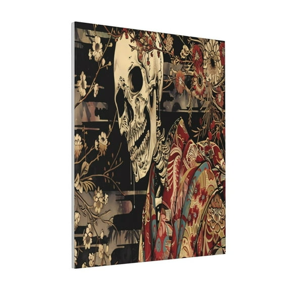 Rateoe Gothic Eastern Floral Skull Pattern Decorative Picture – Unique Modern Wall Art, Ready-to-Hang Canvas Print for Home (Vertical)